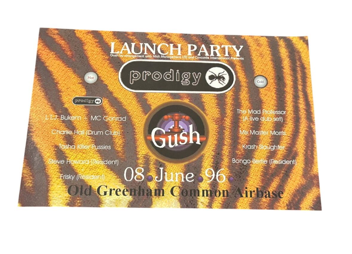 The Prodigy - Launch Party Flyer 8th June 1996 Old Greenham Common Airbase Rare
