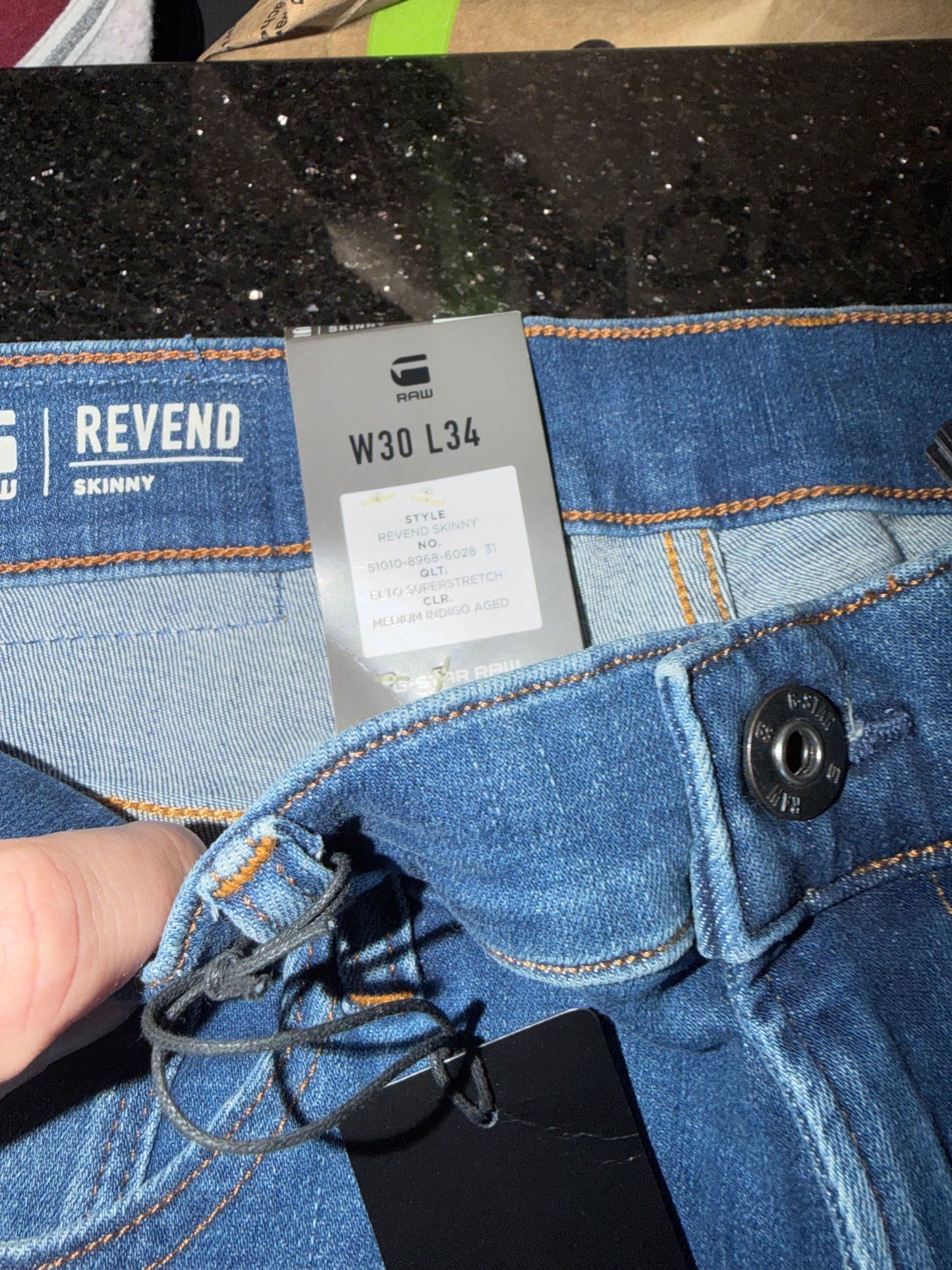 G - Star Mens Revend Skinny Jeans Medium Indigo Aged W30 L34 BNWT