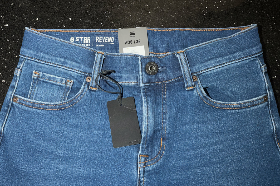 G - Star Mens Revend Skinny Jeans Medium Indigo Aged W30 L34 BNWT