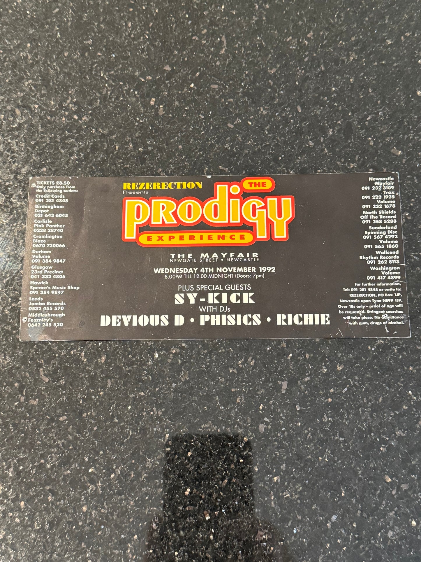 Rave Flyers - The Prodigy Experience Newcastle 1992