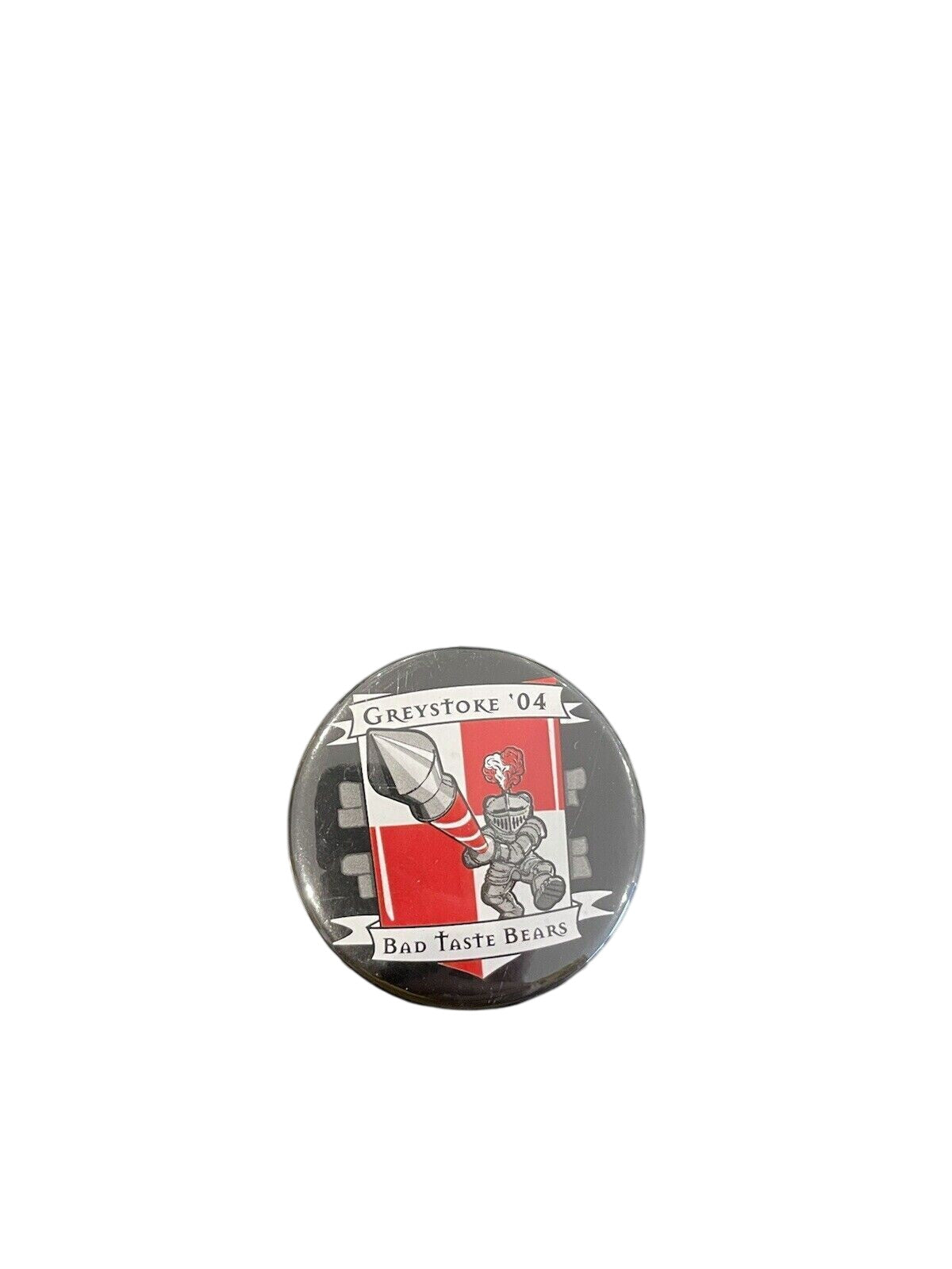 BAD TASTE BEARS PIN BADGE - Greystoke 04 - Rare