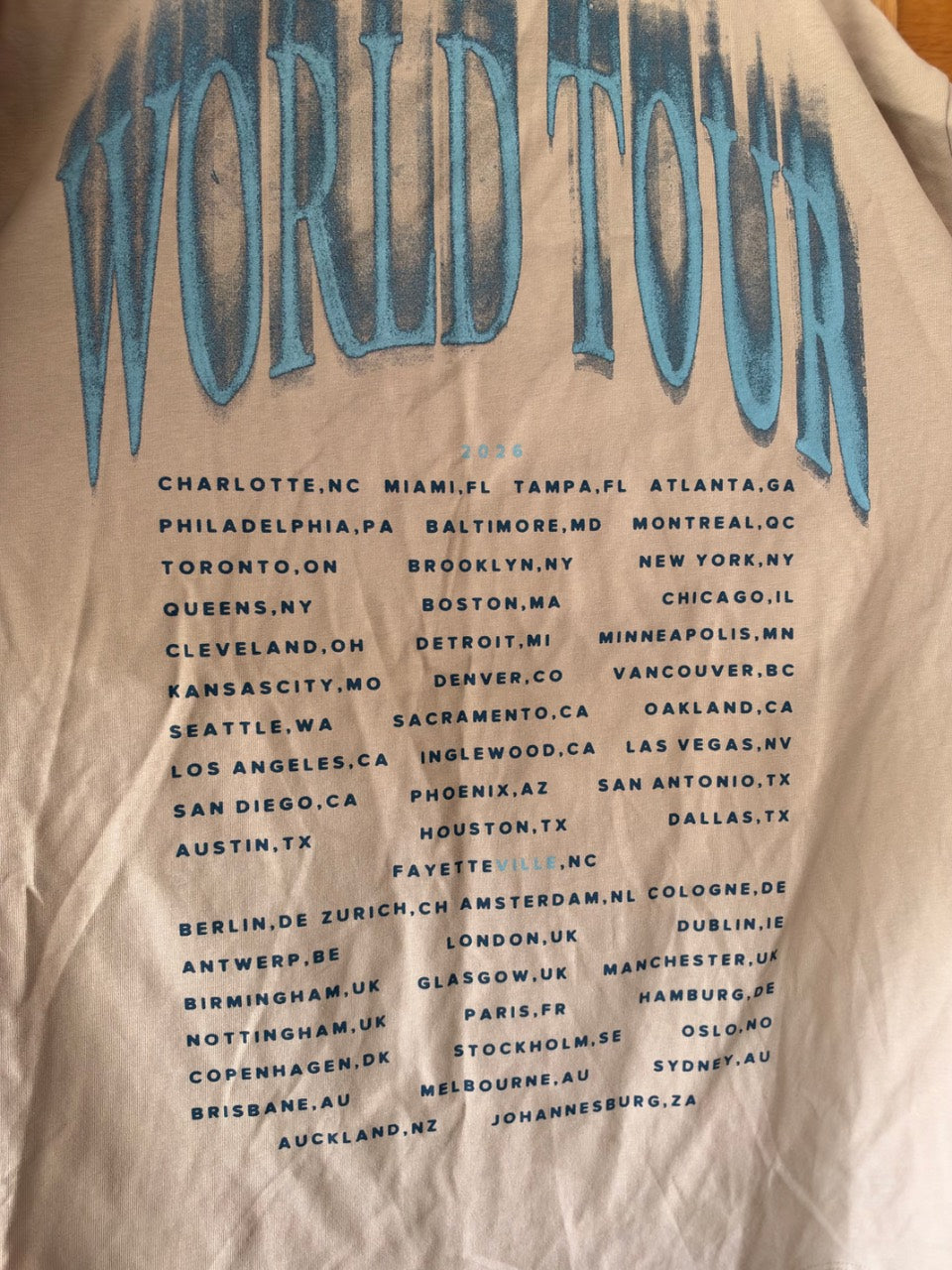 J. Cole - The Fall Off World Tour 2026 Official Merch T-Shirt (Sand, Size L)