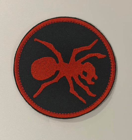 The Prodigy Ant Logo Embroidered Patch - Black & Red Round Sew-On Badge